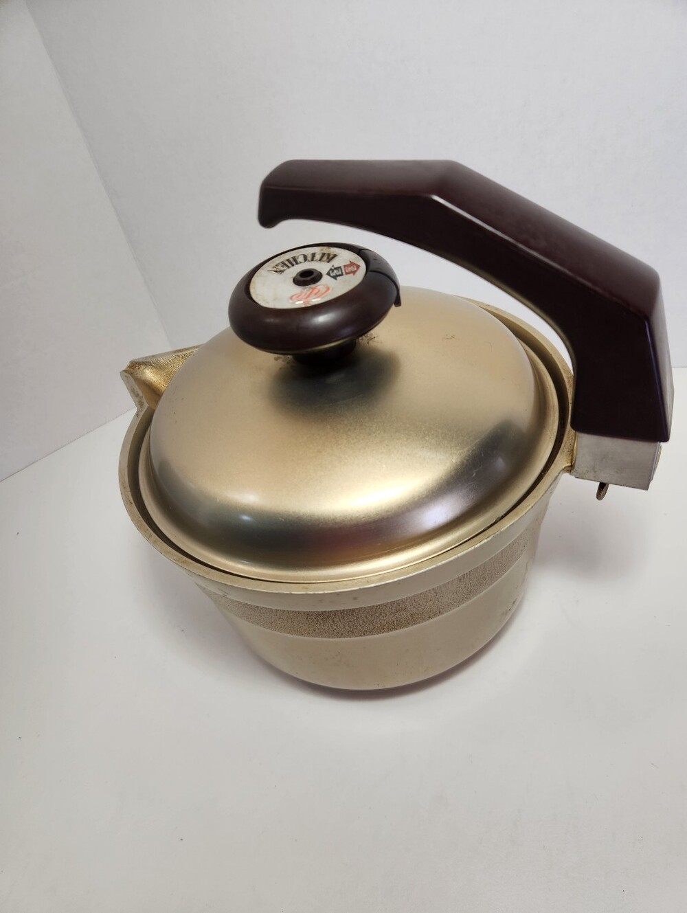Vintage Shibano Kitchen Gold Aluminum Kettle Tea Pot Japan Retro Mid Century